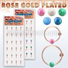 dnsm192 box w rose gold silver nose hoops w ball 3mm opal ball