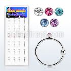 dnsm9 box of silver hoop nose rings with crystal ball 10mm