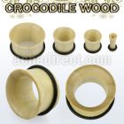 dpcror crocodile wood single flare flesh tunnel with o ring