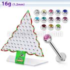 dxmas2 xmas tree display of 316l steel labret with bezel ball