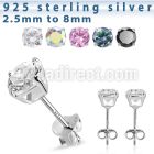 ecrza pair of 925 silver casting ear studs w aaa cz stone