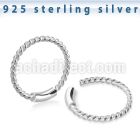 endw 925 sterling silver endless nose hoop twisted wire
