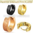 er269t pvd plated stainless steel huggie w frosted surface