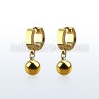 ergbt8 gold steel huggies earrings w dangling 8mm steel ball