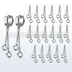 erh652s steel huggies earrings w two dangling handcuffs