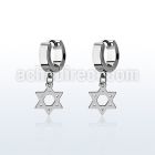 erhsdsr steel huggies earrings w dangling david star