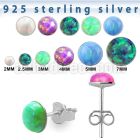 ervop pair of 925 silver ear studs w round synthetic opal top