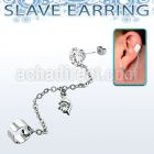 erzdld4 steel slave ear stud w prong cz w dolphin w cz dangle