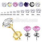 eszr 316l steel prong ear studs cubic zirconia cz stones