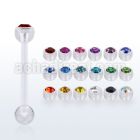 fbbajb5 bioflex tongue barbell w 5mm top jewel ball
