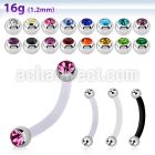 fbnejb25 bioflex eyebrow banana w 2.5mm bezel set jewel ball