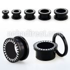 fpab black acrylic flesh tunnel plug w saw tooth pattern