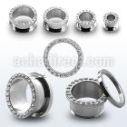 fscpg high polished 316l steel screw fit tunnel with crystals