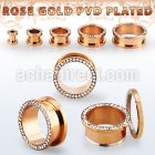 fttscpc rose gold pvd plated 316l steel flesh tunnel w crystals