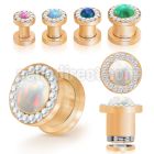 fttscpco rose gold pvd steel flesh tunnel synthetic opal