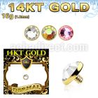 g14ifb4 4mm solid 14k gold dermal anchor top part w set crystal