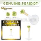 gbige4 bioflex labret with push in 14kt gold w prong peridot