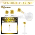 gbige6 bioflex labret with push in 14kt gold w prong citrine
