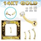 gbnbz 14k gold threadless push pin banana 16g cz ball