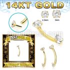 gbnfaz 14k gold banana 16g cz threadless push pin top