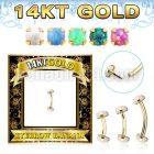 gbno gold eyebrow banana w thread less top w synthetic opal