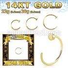 gcln 14k gold clip on nose hoop ring flat back