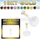ggbizms clear bioflex labret 16g 18k threadless push pin top