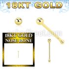 ggnbb1 18k gold nose bone 22g plain ball top