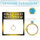 ghge7 14k gold nose hoop prong set real turquoise