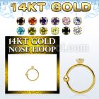 ghz15 14kt gold nose hoop w a 1.5mm prong set round cz