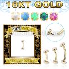 gibno gold eyebrow banana w thread less top w synthetic opal