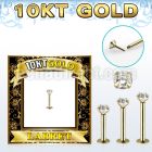 gilbz solid 10k gold labret w thread less push in top w cz