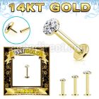 glbfr 14k gold labret threadless pushpin top flat ferido