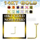 gnsqm1 14k gold nose stud square color cz