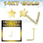 gnsst 14k gold nose stud 22g plain star shaped top
