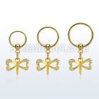 gold steel ball closure ring 16g w dangling dragonfly