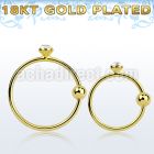 gpm9 gold plated 925 silver nose hoop w 1.5mm round crystal