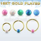 gpselo22 18k gold plated silver seamless ring 22g 3mm opal ball