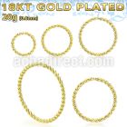 gpselw20 18k gold plated silver seamless ring 20g twisted