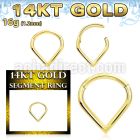 gsgha16 14k gold hinged segment ring 16g drop shape