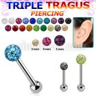 hexcfr 316l steel triple tragus piercing with 3 5mm ferido ball