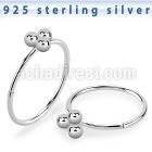 hptsv silver seamless nose ring triple balls top