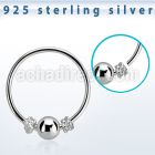 hr17 silver seamless nose hoop w bali wire design 3mm ball