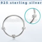 hr27 silver seamless nose hoop w triple twisted wire design