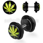ilvgr5 acrylic fake plug with marijuana on black with o rings