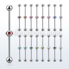 indsh12 316l steel industrial barbell w center multi jewel ball