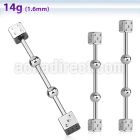 indsh14 316l steel industrial barbell with 5mm dices 4mm balls