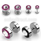 ipgcb steel fake plug w ferido clear swarovski central crystal