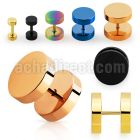 iptrd anodized 316l steel fake plug in black and gold