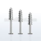 lbescw 316l steel labret with a screw threading tip upper part